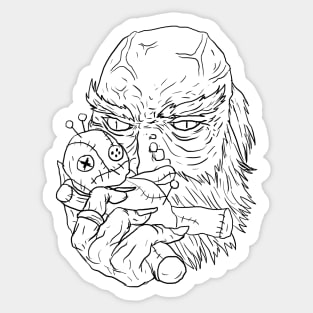 Scary Voodoo Monster Horror Black Lineart Sticker